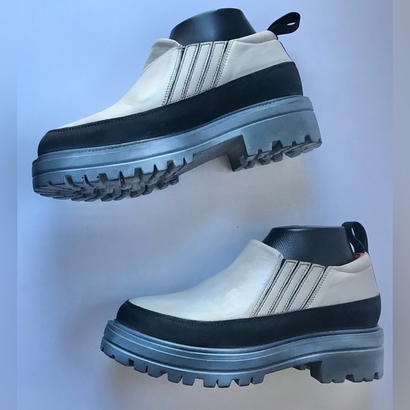 #096 Free People Sz 6.5 Oxford Loafers | Platform/ Chunk Heel GrayWhiteBlackRed - Picture 6 of 10